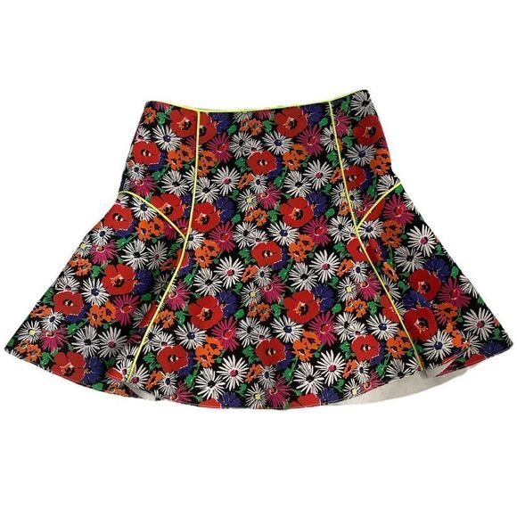 Veronica Beard Red Scuba Hothouse Floral Skirt Size 4 - Picture 3 of 9